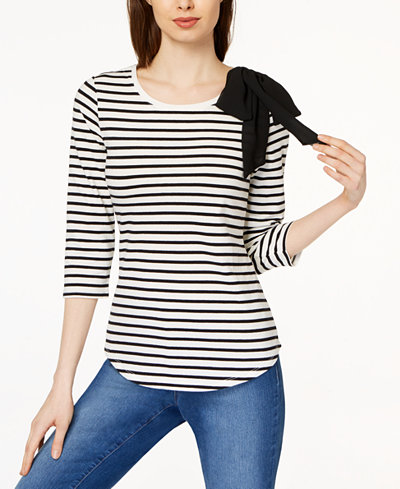 Maison Jules Striped Bow-Detail Top, Created for Macy's