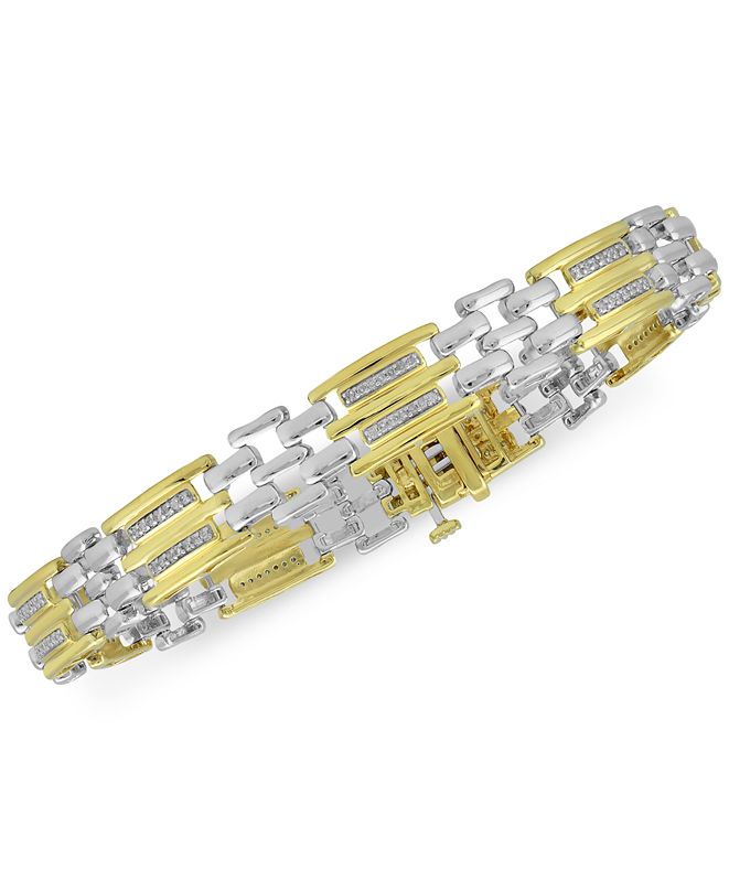 Macy's Men's Diamond TwoTone Bracelet (1/2 ct. t.w.) in Sterling