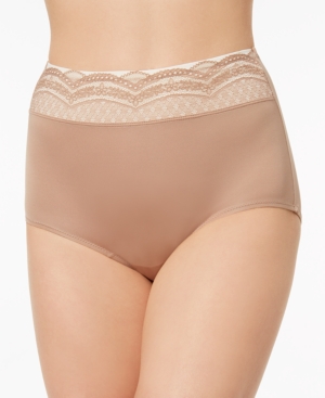 Warner's Warners No Pinching No Problems Dig-free Comfort Waist With Lace Microfiber Brief Rs7401p In Toasted Almond (nude 4)