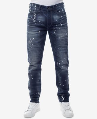 Sean John - Men's Slim-Straight Fit Stretch Paint-Splatter Jeans