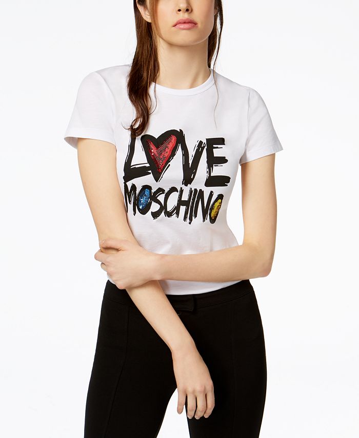 Love Moschino Cotton Heart Logo T-Shirt - Macy's