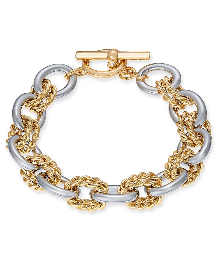 Charter Club Two-Tone Twisted Link Bracelet, Created for Macy's - Macy's