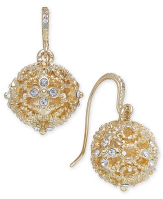 Charter Club - Gold-Tone Pav&eacute; Filigree Orb Drop Earrings