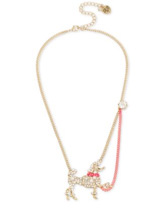 Betsey Johnson - Two-Tone Crystal & Imitation Pearl Poodle Pendant Necklace