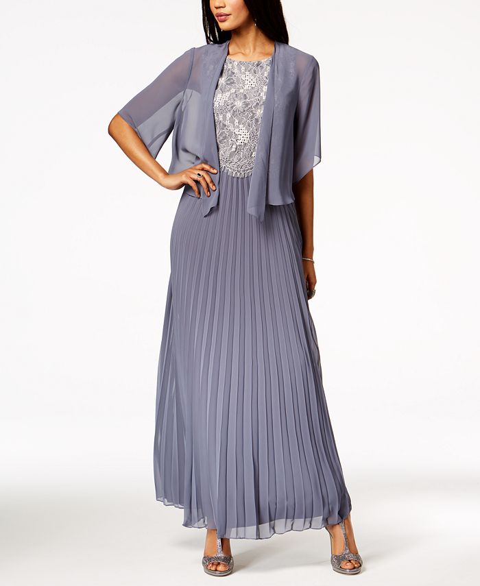 SL Fashions LacePopover Pleated Dress & Jacket Macy's