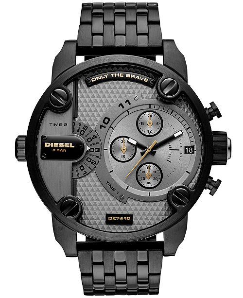 Diesel Men S Chronograph Little Daddy Black Stainless Steel Bracelet Watch 52mm Reviews Watches Jewelry Watches Macy S
