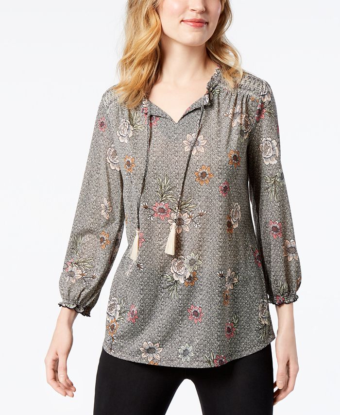 Style & Co Embroidered Peasant Top, Created for Macy's - Macy's