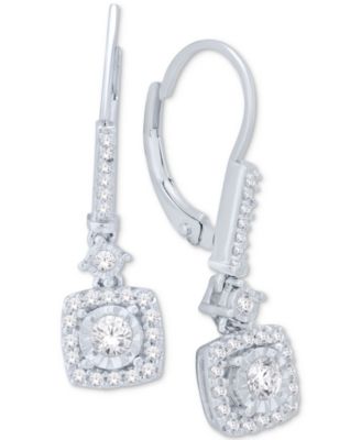 Macy's - Diamond Cluster Drop Earrings (1/2 ct. t.w.) in 14k White Gold