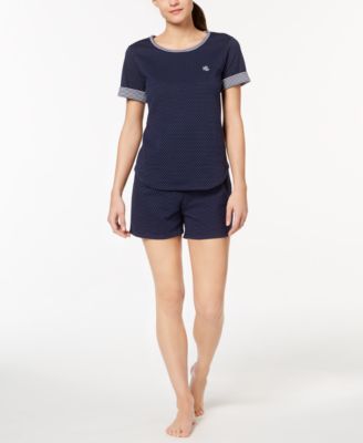 Lauren Ralph Lauren - Dotted Striped-Trim Pajama Set