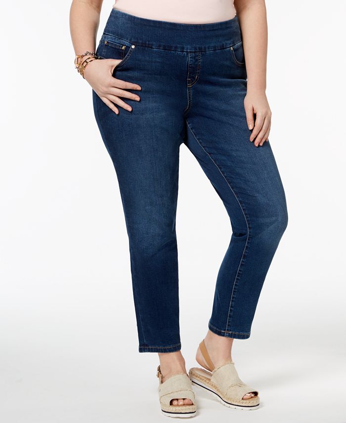 Tommy Hilfiger Plus Size Pull-On Slim-Leg Jeans, Created for Macy's ...