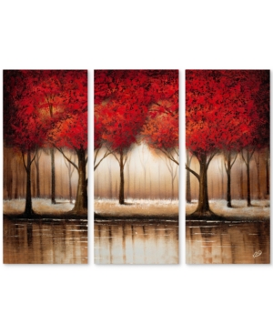 Trademark Global Rio 'parade Of Red Trees' 3 Panel Art Set In Multiple