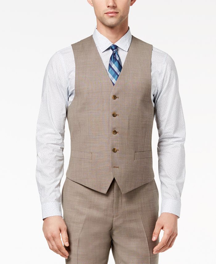 Michael Kors CLOSEOUT! Men's Classic-Fit Brown Birdseye Vested Suit ...
