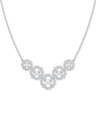Swarovski - Silver-Tone Crystal Flower 14-7/8" Collar Necklace