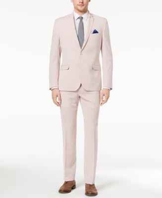 Seersucker Suit Mens Red/White Cotton Blend Modern Fit Suits main image 1