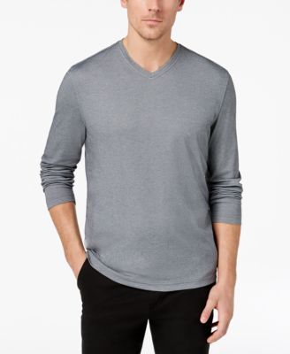 Blend Knit V-Neck Long-Sleeve T-Shirt 