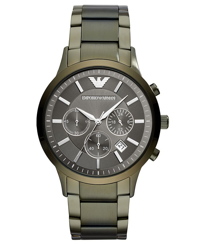 Emporio Armani Men's Chronograph Green Stainless Steel Bracelet Watch ...