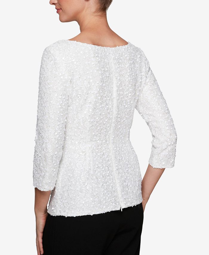 Alex Evenings Sequined Lace Top - Macy's