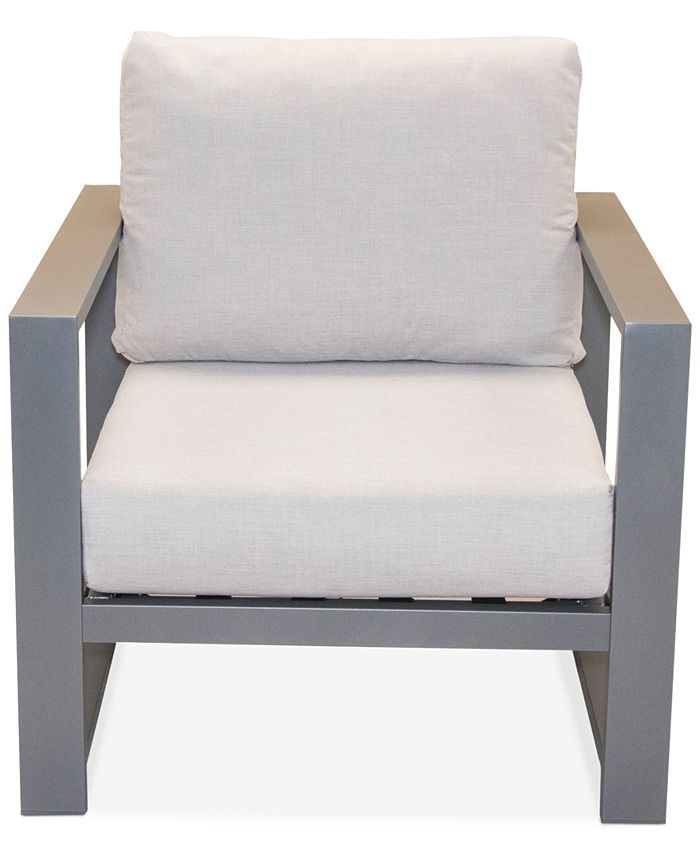 Furniture - Aruba Aluminum Outdoor 4-Pc. Seating Set (1 Sofa, 2 Club Chairs & 1 Coffee Table) with Sunbrella&reg; Cushions