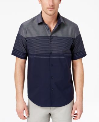 Alfani Men's Colorblocked Textured-Stripe Shirt, Created for Macy's ...