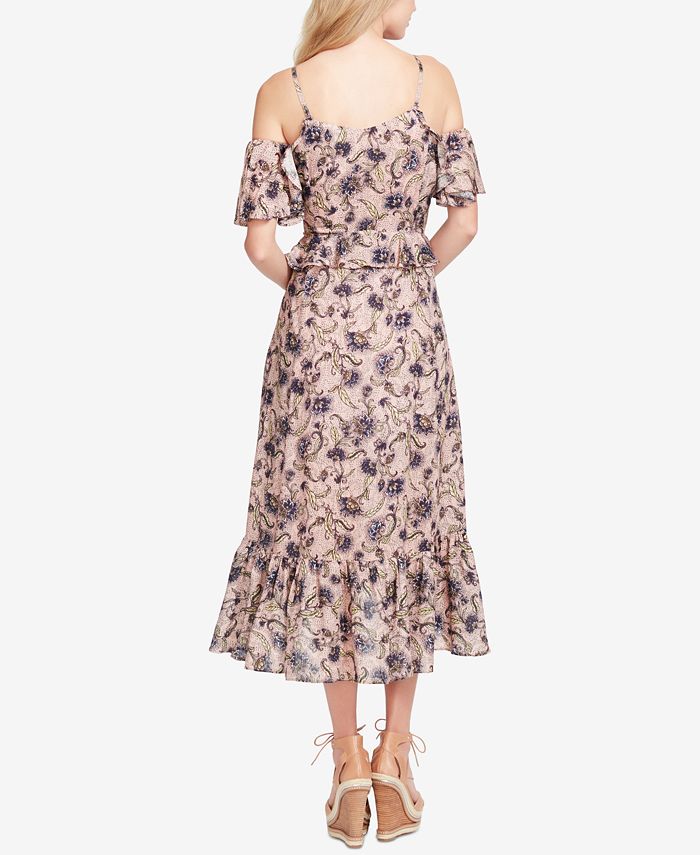 Jessica Simpson Juniors' Yasmin Printed Cold-Shoulder Midi Dress - Macy's