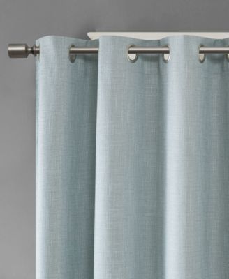 Maya Heathered Blackout Curtain 1 Panel for bedroom, Grommet top fit up to 1.25 inches rod Single Curtain Panel for Living Room, Width 50 length 54 inches, Pitch Black Ambiance Dusty Seafoam 1 Window Panel