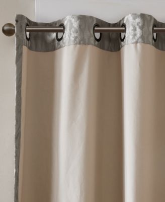 Mirage Knitted Jacquard Damask Total blackout curtains for bedroom, Silver grommet top fit up to 1.25 inches rod Single Curtain Panel for Living Room, Width 50 length 108 inches, Pitch Black Ambiance Navy 1 Window Panel