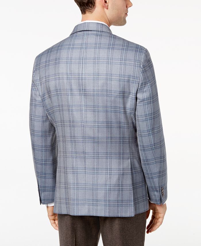 Tommy Hilfiger Men's ModernFit Baby Blue Plaid Silk and Wool Sport