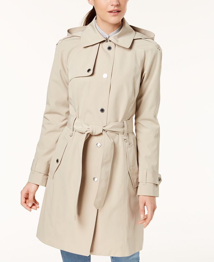 London Fog Hooded Snap-Front Trench Coat - Macy's