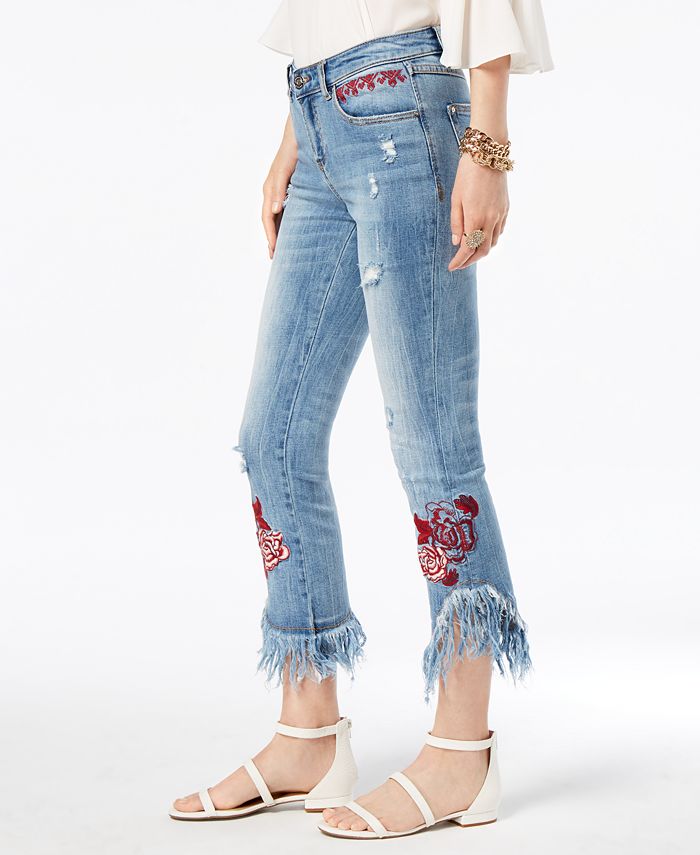 INC International Concepts I.N.C. Embroidered FringeHem Jeans, Created