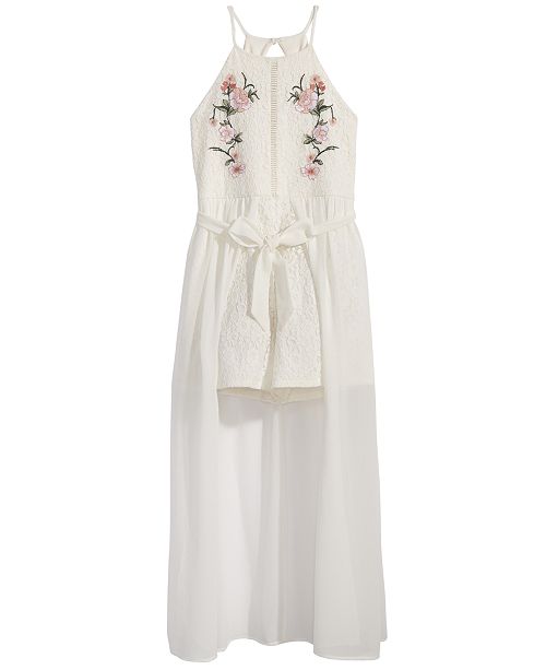 Sequin Hearts Embroidered Lace Maxi Overlay Romper Big Girls Reviews All Girls Dresses Kids Macy S