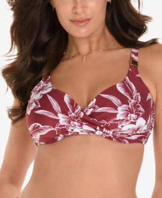 Miraclesuit - Hibiskiss Printed Bra-Sized Cross-Over Bikini Top