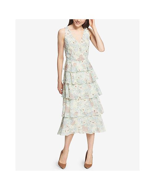 Tommy Hilfiger Floral Printed Tiered Midi Dress Reviews