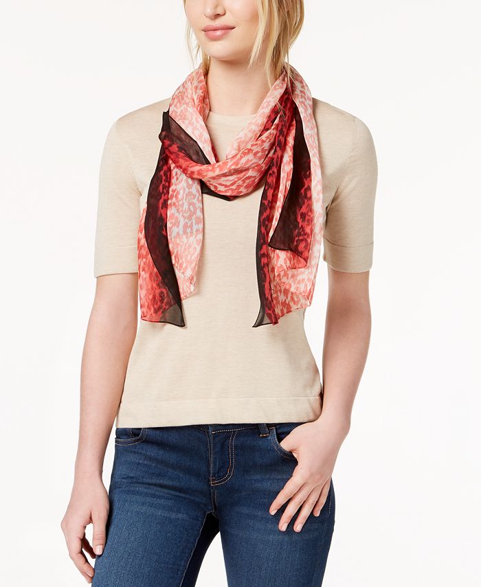 Calvin Klein Ombré-Border Leopard-Print Silk Scarf & Reviews - Handbags &  Accessories - Macy's