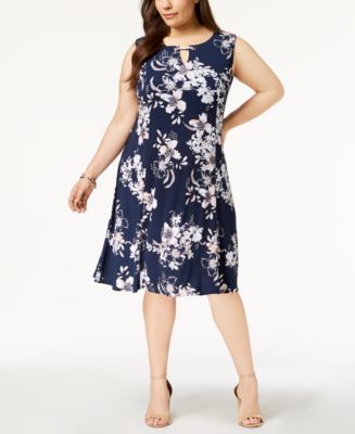 JM Collection Plus Size Keyhole-Neck Dress, Created for Macy's - Macy's