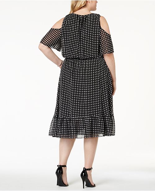 MICHAEL MICHAEL KORS Womens Black Blouson Sleeve Crew Neck Mini Party Fit + Flare Dress