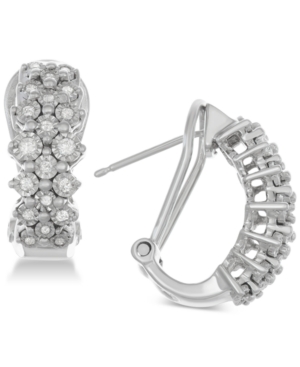 image of Diamond Cluster Hoop Earrings (1/2 ct. t.w.) in Sterling Silver