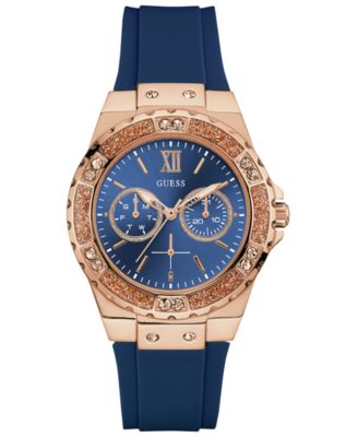 GUESS - Women's Blue Silicone Strap Watch 39mm