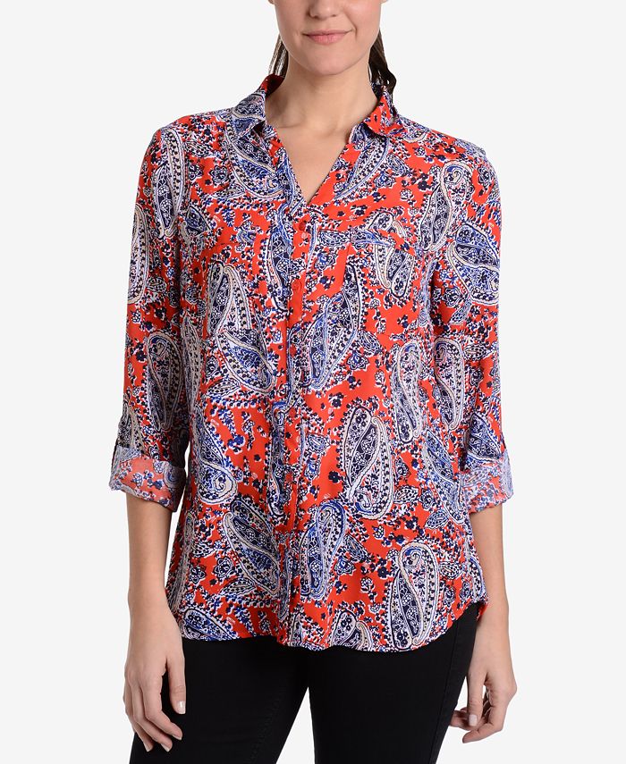 NY Collection Paisley-Print Blouse & Reviews - Tops - Women - Macy's