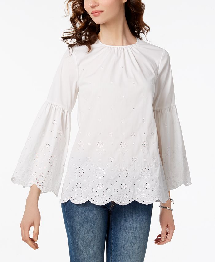 Michael Kors Embroidered Eyelet Top & Reviews - Tops - Women - Macy's