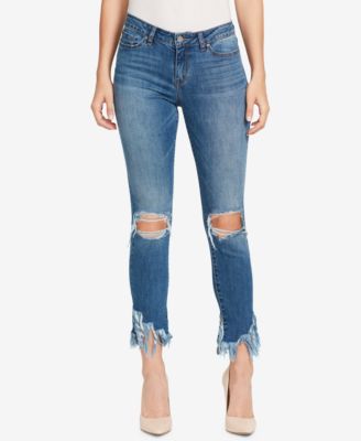 WILLIAM RAST - Ripped Fringe-Hem Skinny Jeans