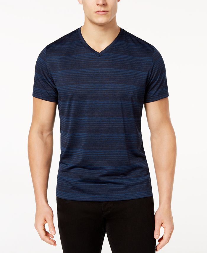 Alfani Men's Two-Tone Stripe V-Neck T-Shirt, Created for Macy's - Macy's