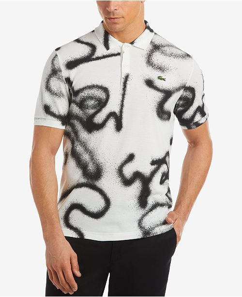 Lacoste Men S Live Graffiti Print Mini Pique Polo Reviews T Shirts Men Macy S