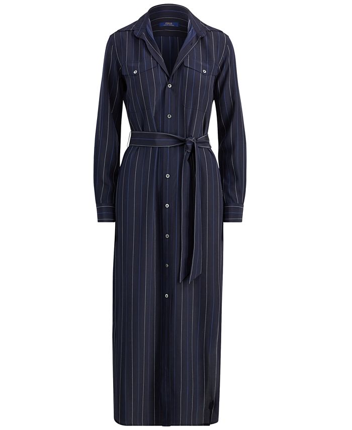 Polo Ralph Lauren Pinstripe Silk Maxi Dress - Macy's