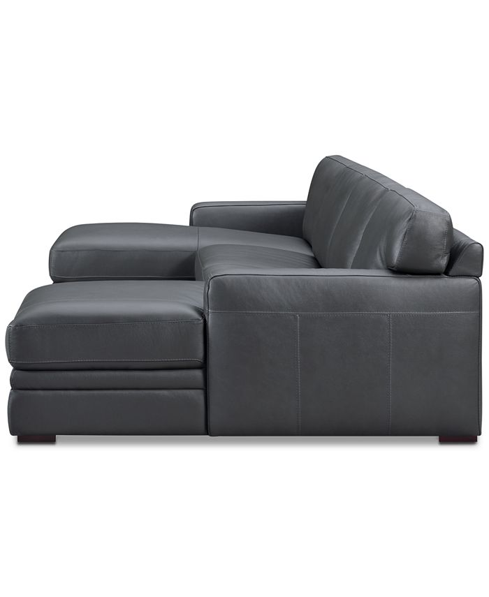 Furniture CLOSEOUT! Avenell 3Pc. Leather Sectional with Double Chaise