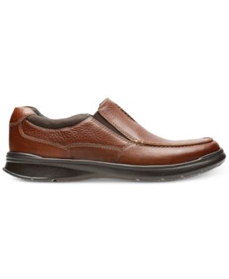 mens brown leather slip on shoes