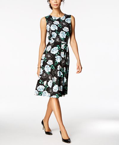 Charter Club Printed Fit & Flare Dress, Created for Macy&#39;s - Dresses - Women - Macy&#39;s