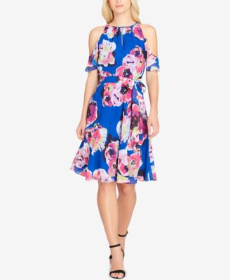 Tahari ASL - Floral-Print Cold-Shoulder Dress