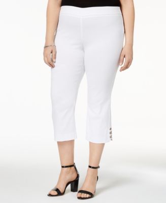 JM Collection Plus Size Lattice-Trimmed Capri Pants, Created for Macy's ...