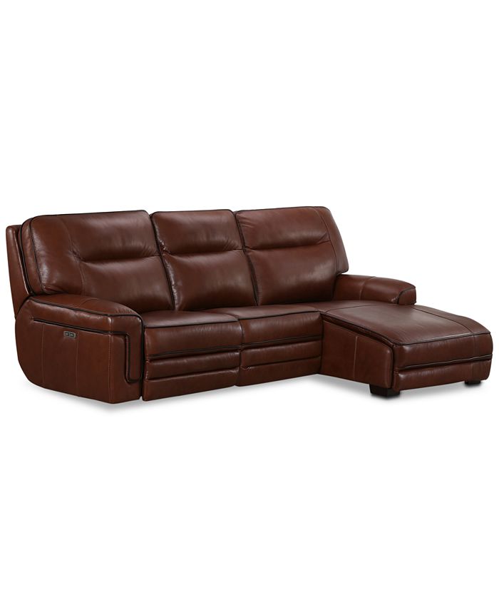 Myars 3 Pc Leather Chaise Sectional, Leather Sectional Sofa With Chaise And Recliner
