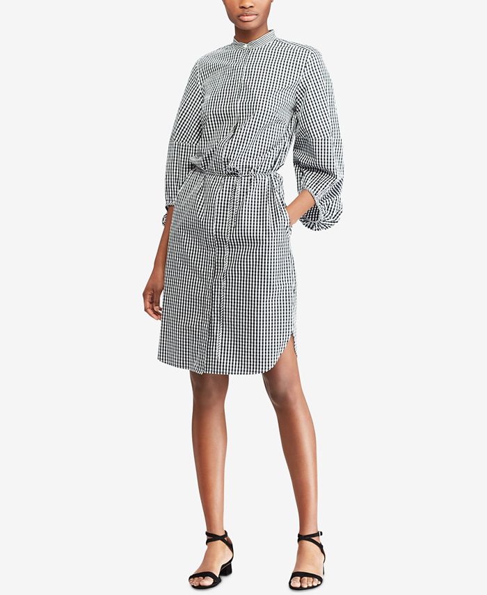 Lauren Ralph Lauren Petite Gingham Cotton Shirtdress - Macy's